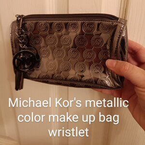 Michael Kor's Metallic Logo Make Up Bag Wristlet